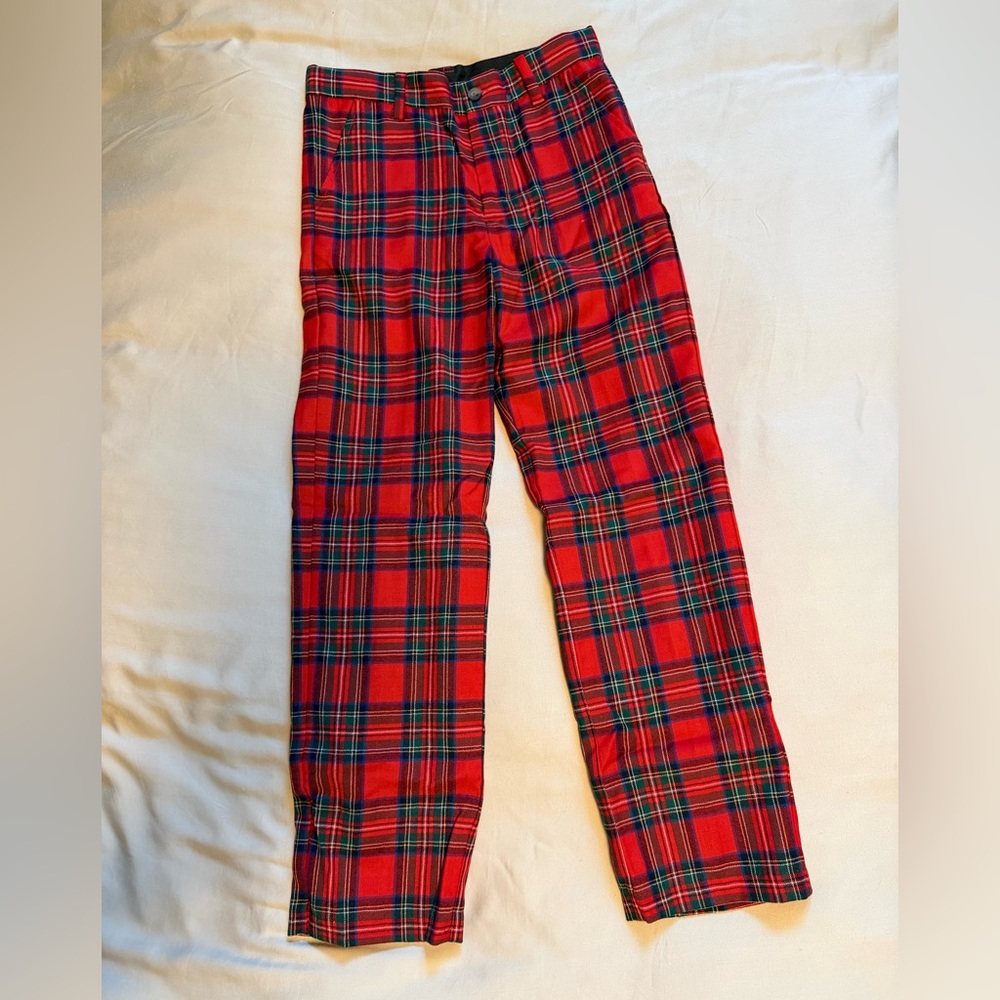 Janie and Jack Red Plaid Kids Formal Pants